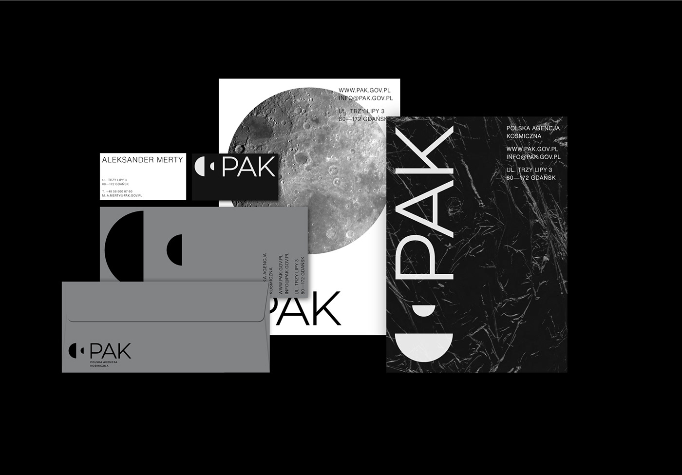 moon Space  black cosmos Polish Space Agency logo rebranding branding  identyfication Minimalism