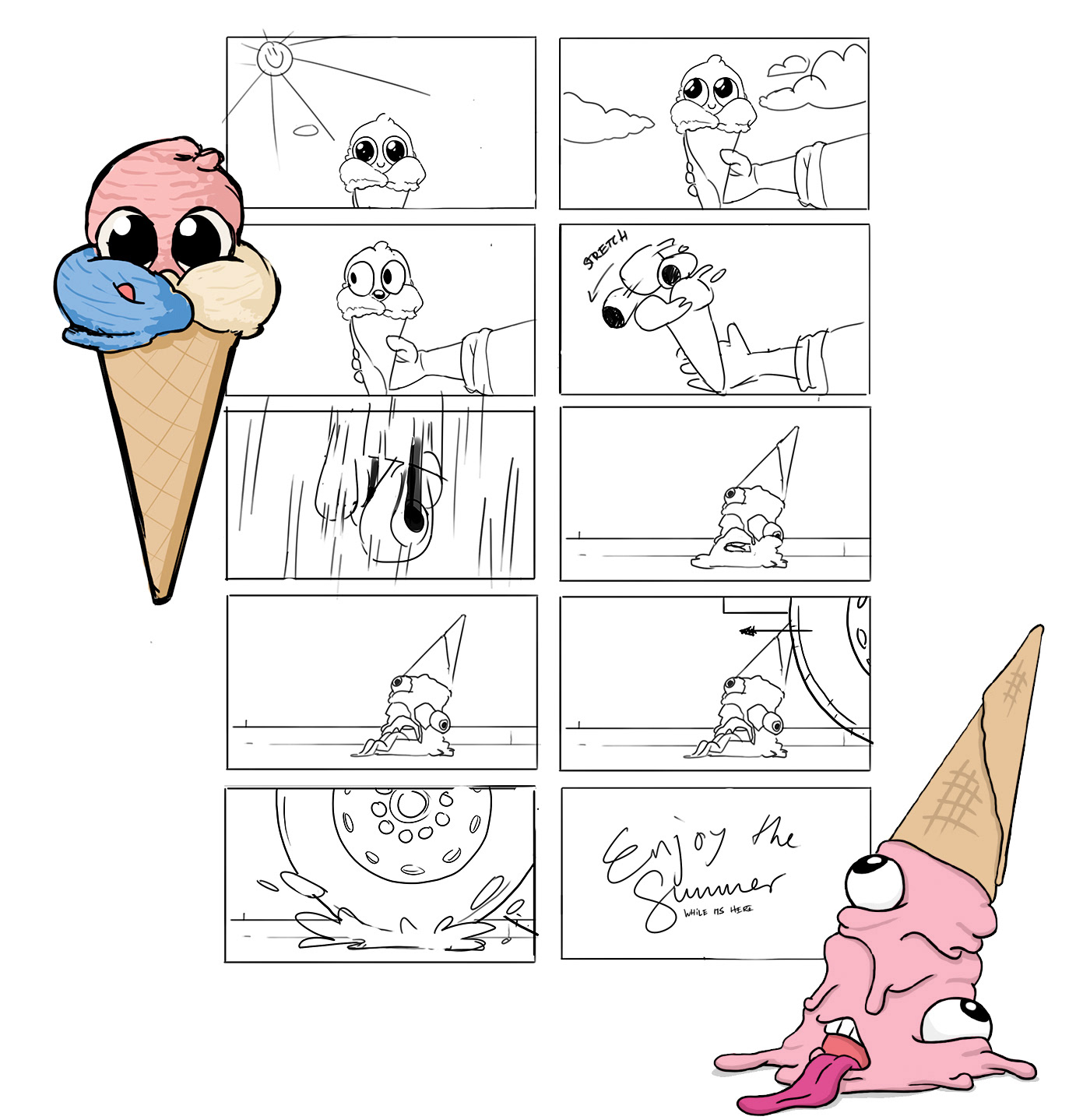 ice cream summer 3D Character Sun eis CGI Animation character animation cute sweet Candy