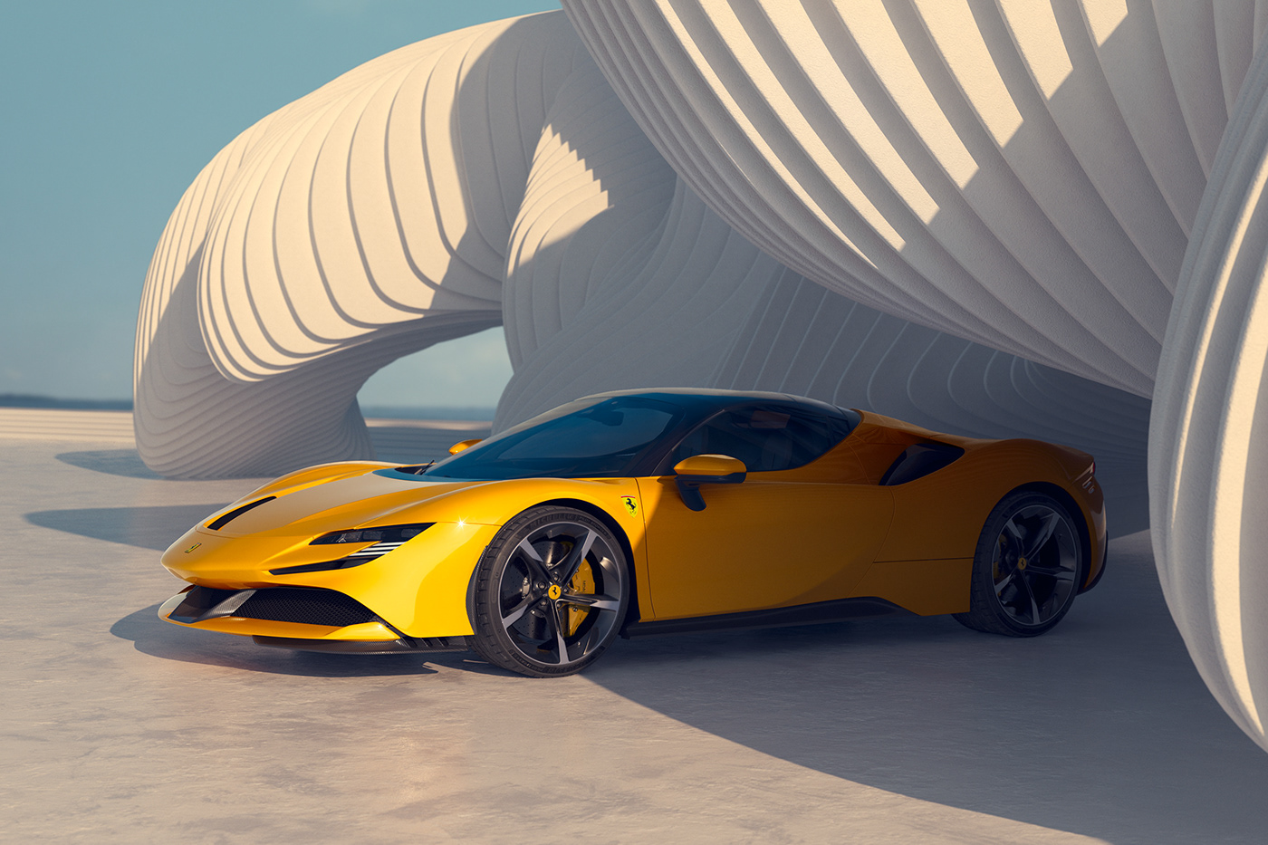 3D 3D set architecture automotive   car CGI color grading FERRARI modern Racing