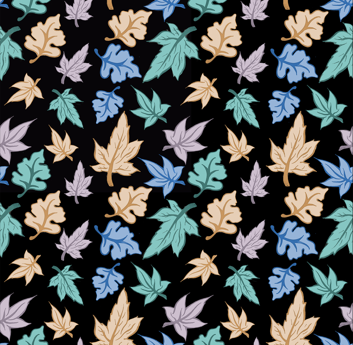 Fall leaves season leaf shrubbery Nature pattern textile repeating ILLUSTRATION 