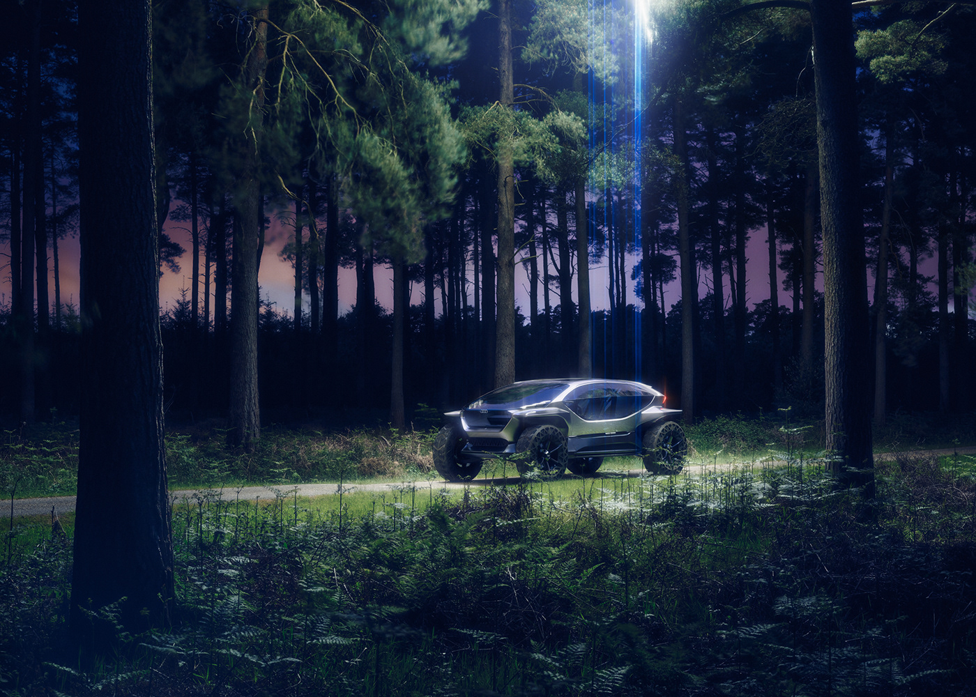 3D car car design concept electric ev forest Vehicle