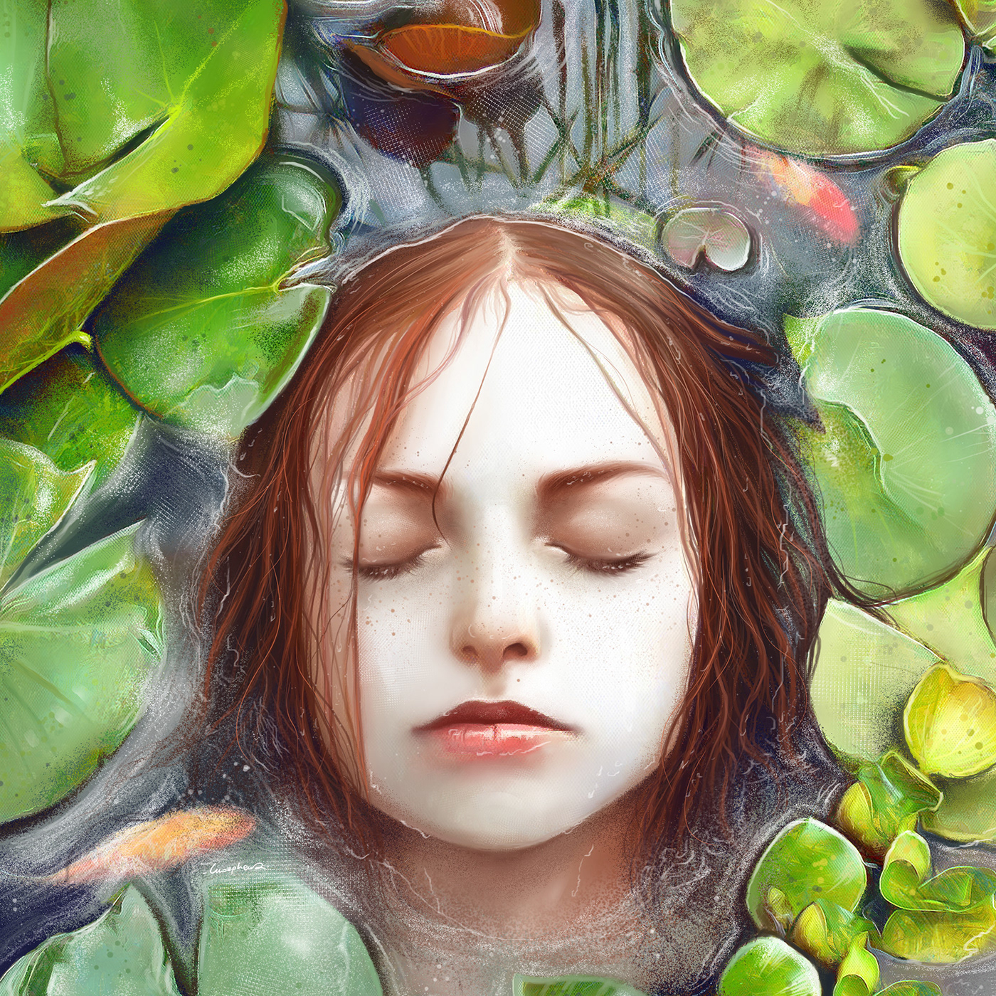 ophelia paolamorpheus portrait redhead woman water river Nature life dream