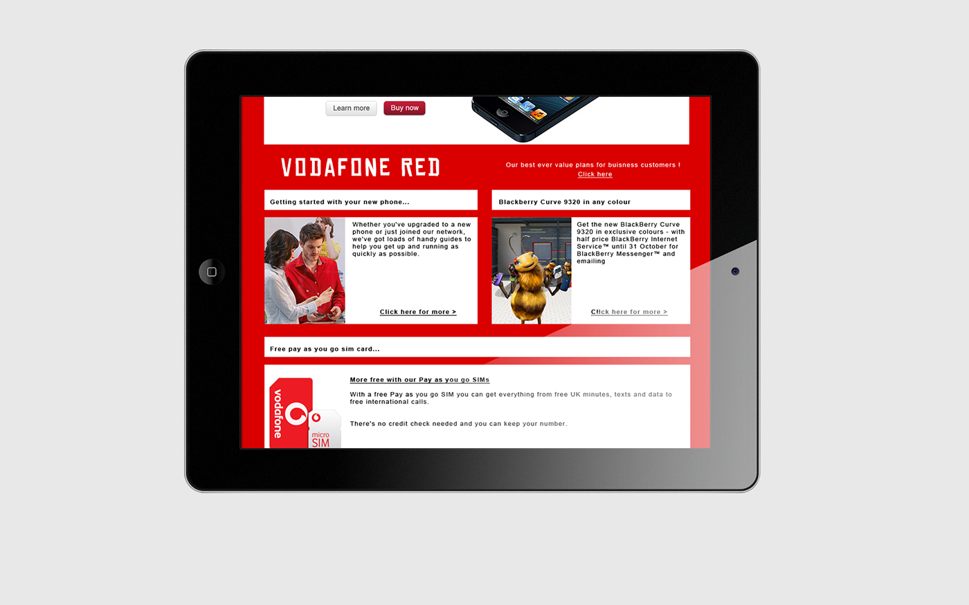vodafone Webdesign Website iMac iphone iPad