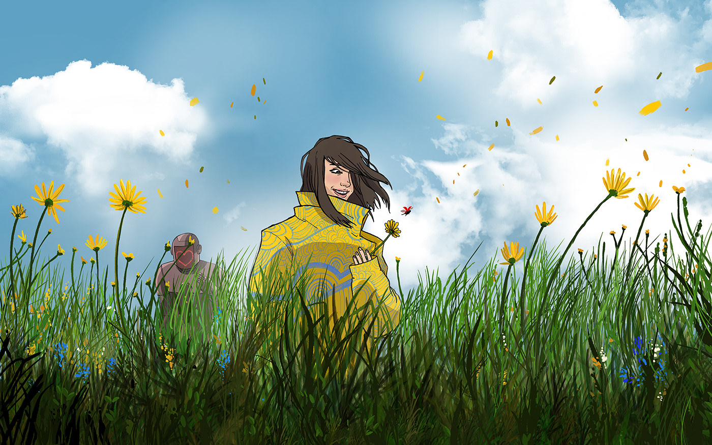 beauty bloom fields flower Flowers girls Nature peace robot SKY