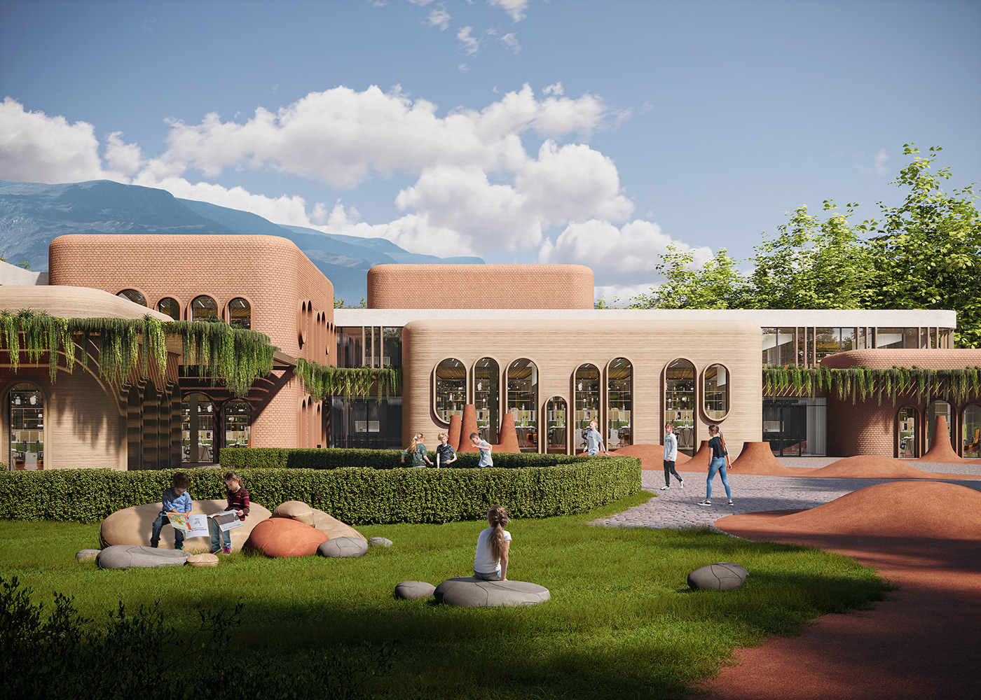 campus school archviz architecture visualization Render corona exterior Краснодар