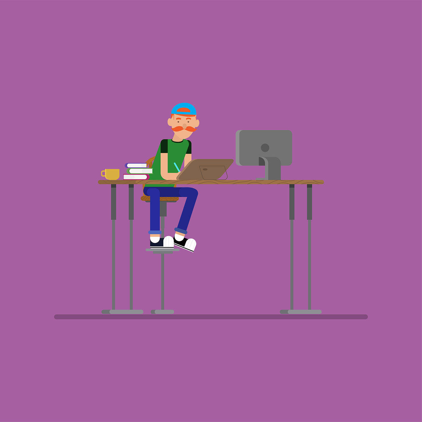 flat Character flat art style Character design Oct2017 ILLUSTRATION  Office designers tutorial workspace