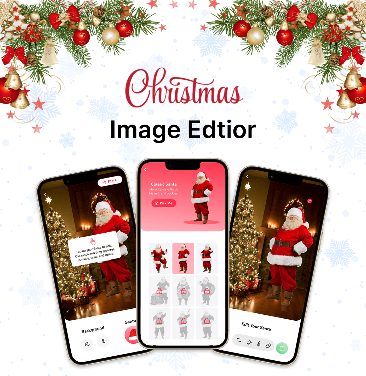 uiuxdesign user experience Figma Prototype digital design #christmasimageeditor #festiveapp #holidayphotoediting #santaspotter Christmas creativity Mobileapp Design