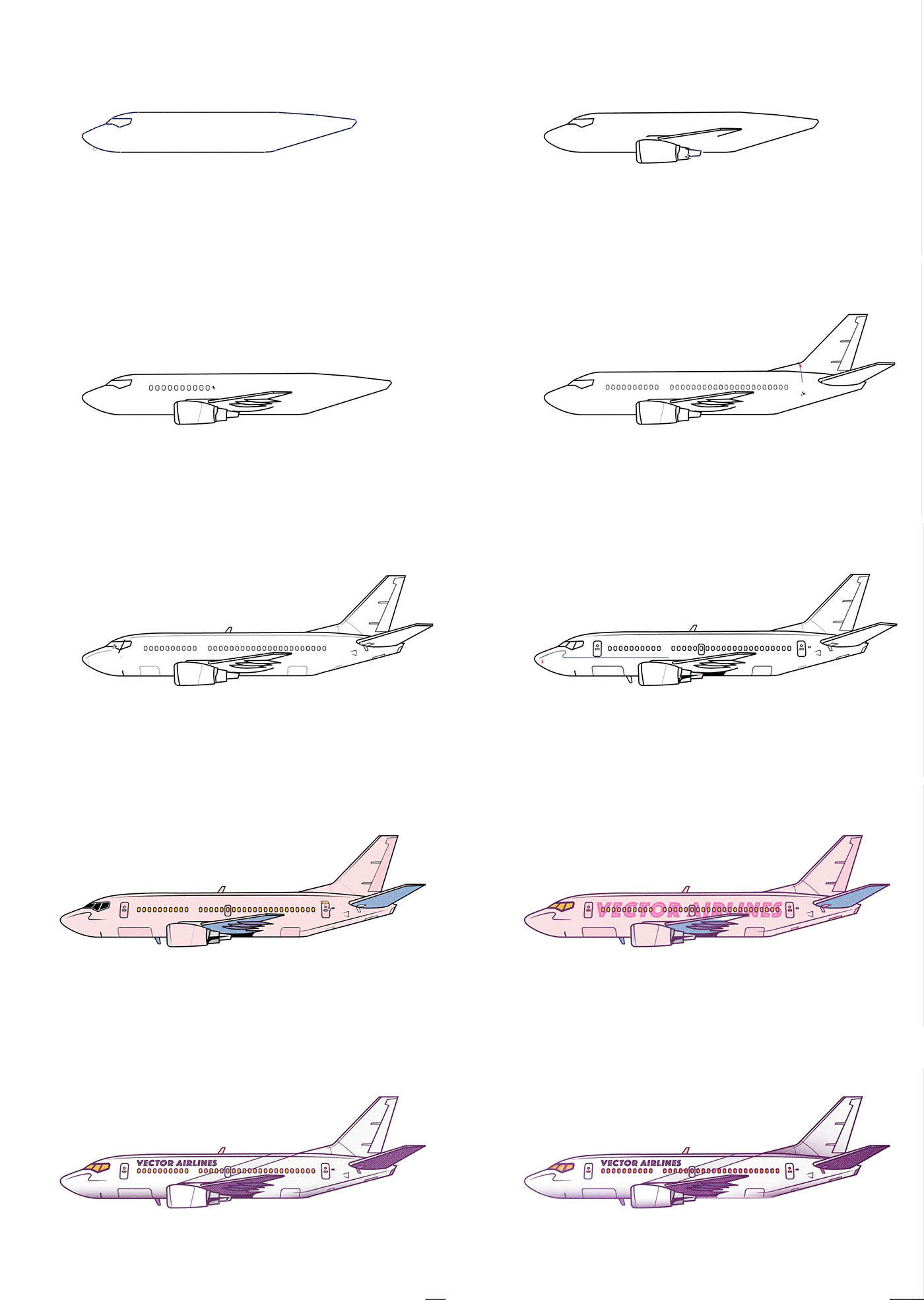 illustrations vector Illustrator city detail Cars planes trees