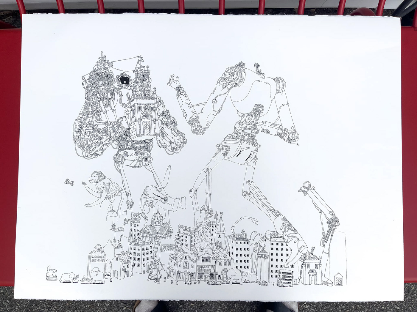 city cityscape robot animals architecture