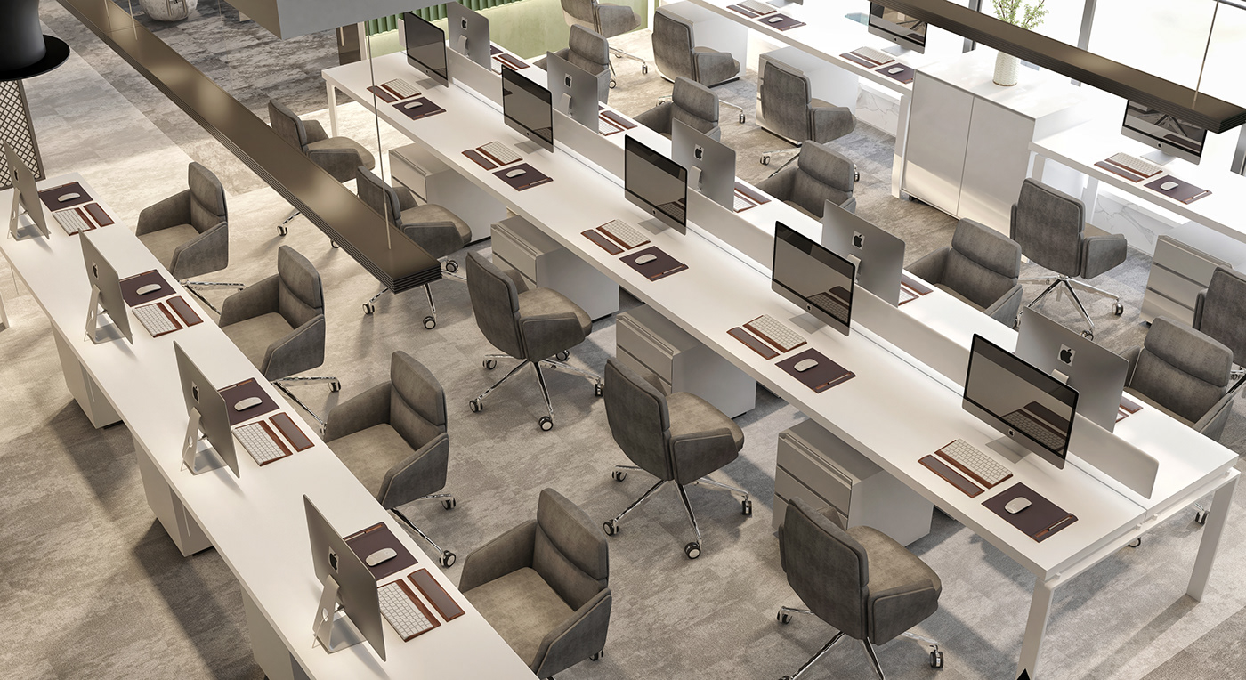 3ds max architecture furniture design  interior design  Office Office interior visualization vray workstation workstation design