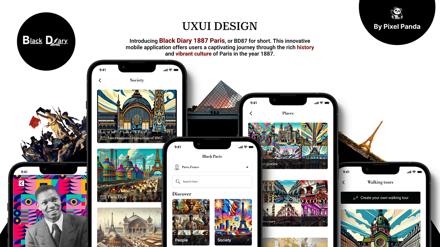 uiux UIUX design Figma ui design Mobile app ux/ui Paris history ios iOS design