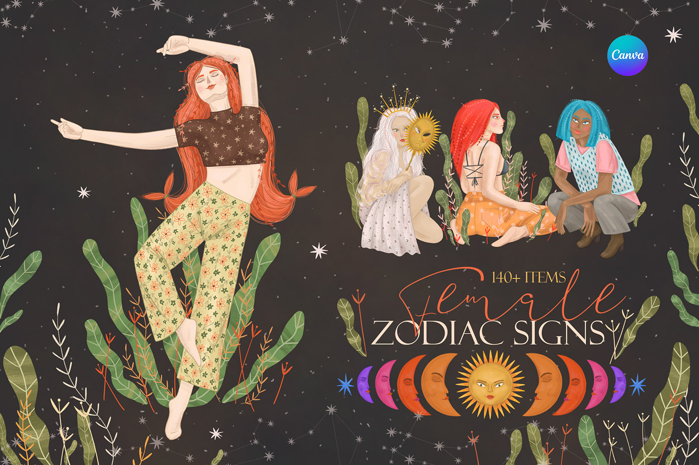 Astrology cancer canva Character Horoscope modern prediction Virgo woman zodiac signs