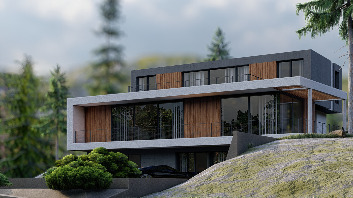architecture exterior modern Render visualization