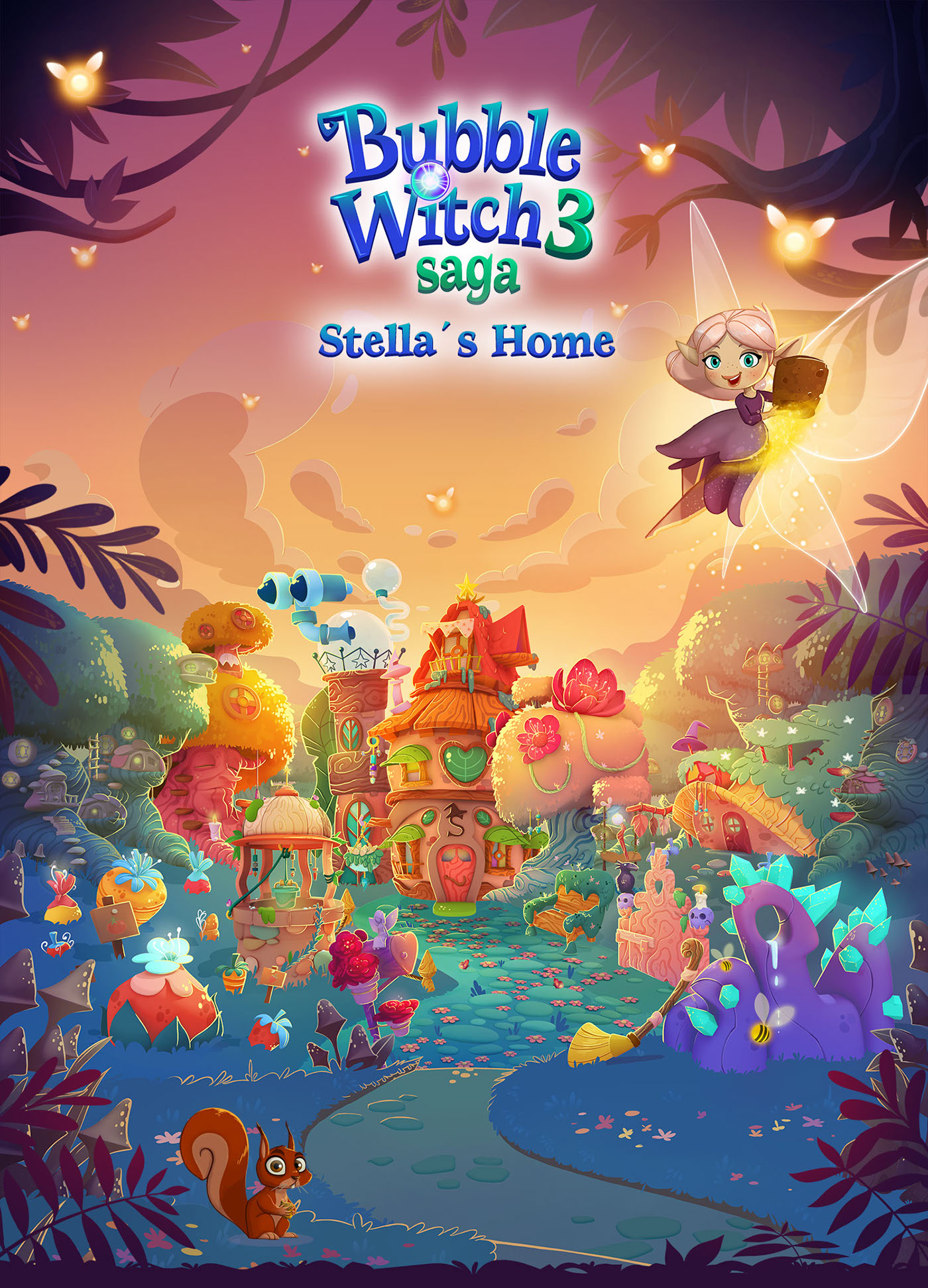 game home bubble 3D ILLUSTRATION  color king witch Stella backgrond