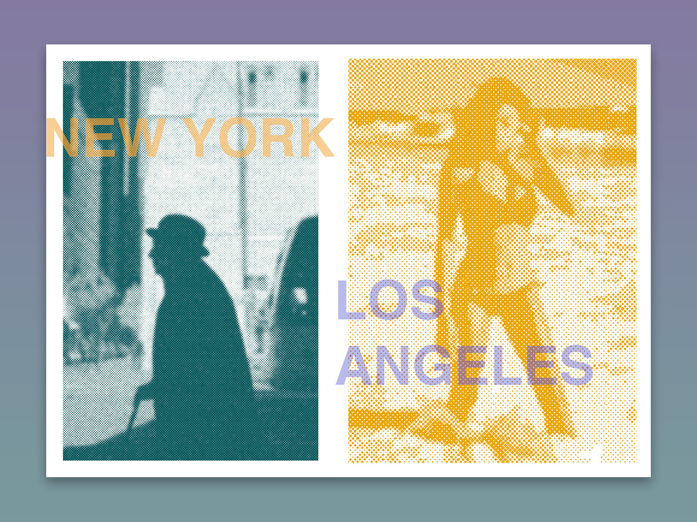 poster Travel Los Angeles New York Layout graphic design  risograph Advertising  art direction  art