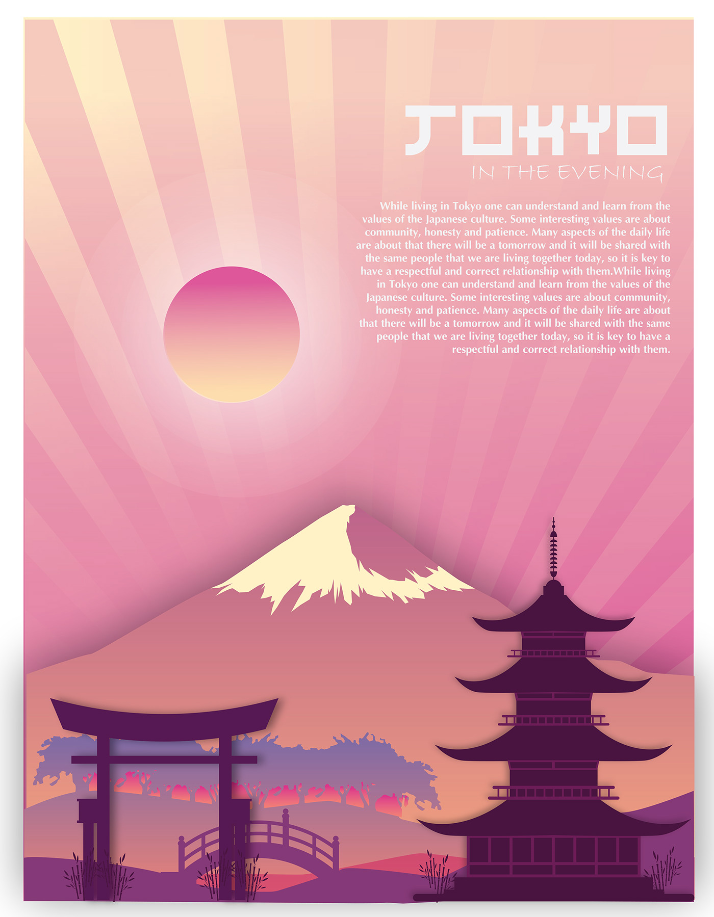 tokyo japan Poster Design poster creative ideas vector adobe illustrator artwork design subjective layout