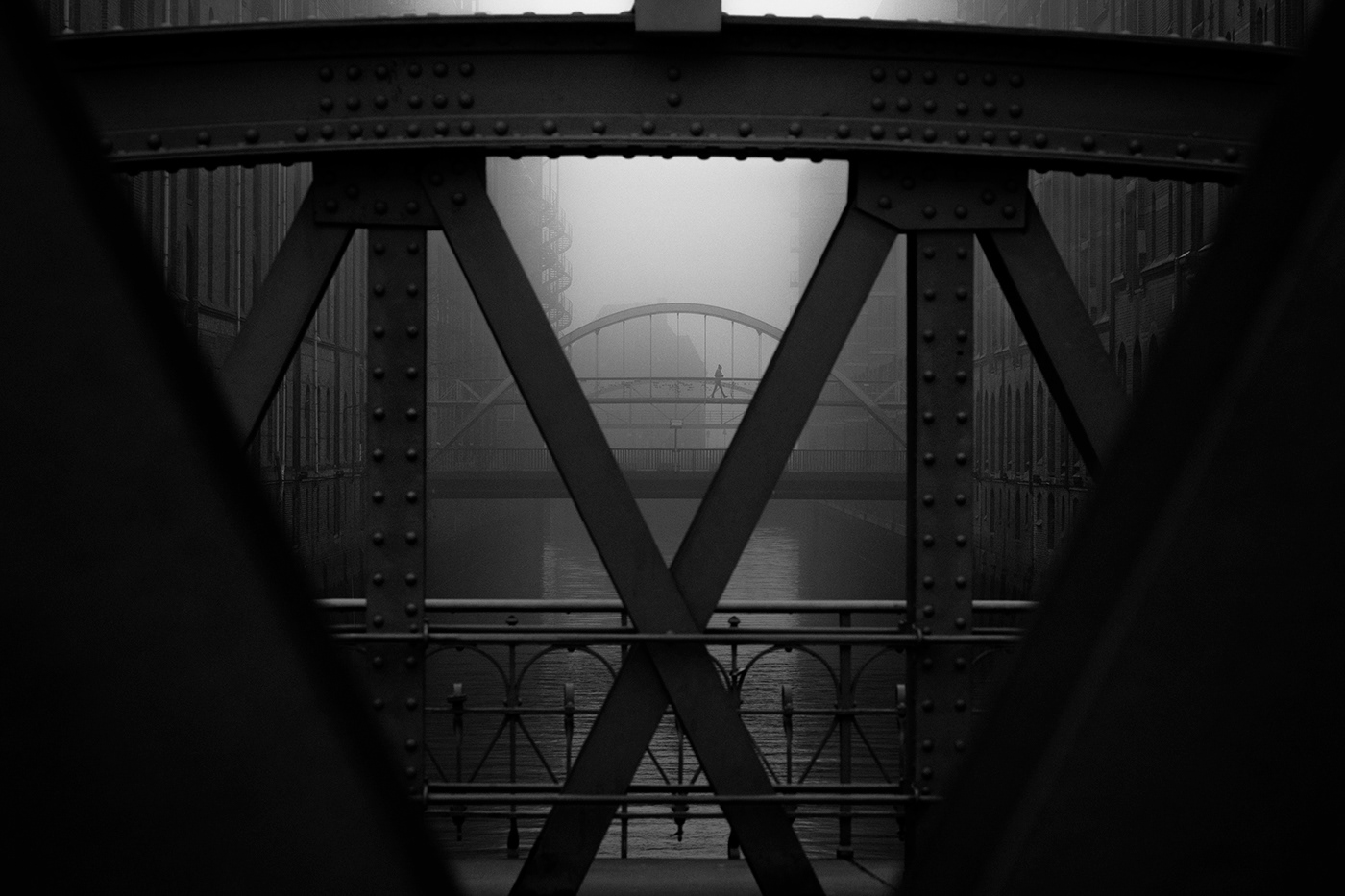 architecture bridge fog hamburg mood raod Street Urban water way