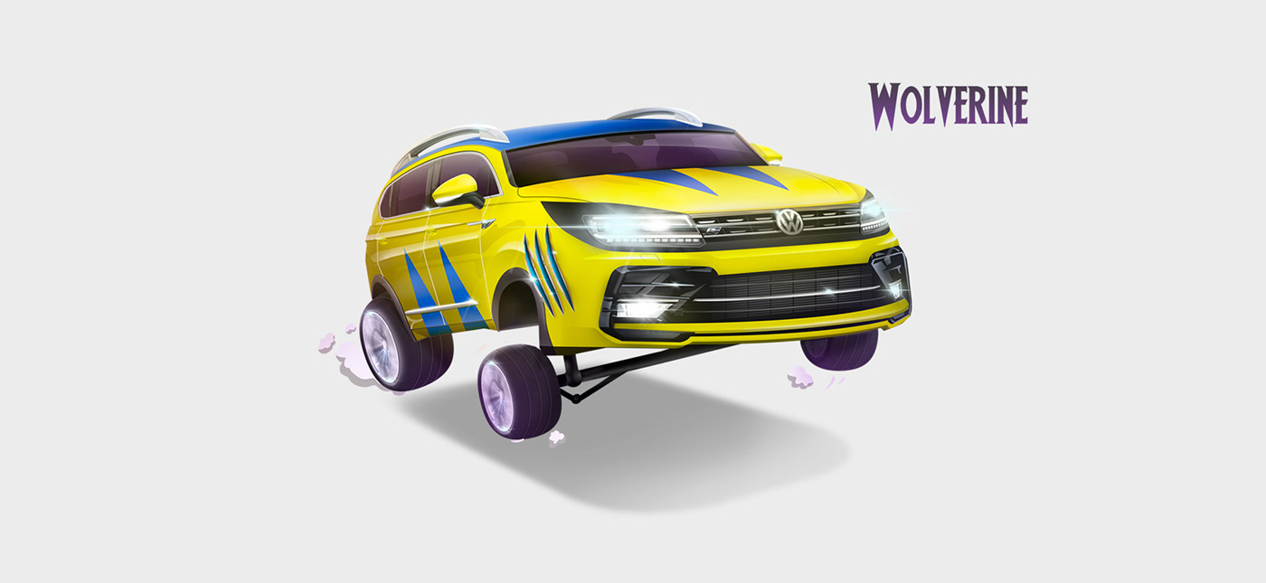 photoshop comic car volkswagen Auto coche adobe ILLUSTRATION  draw 3D