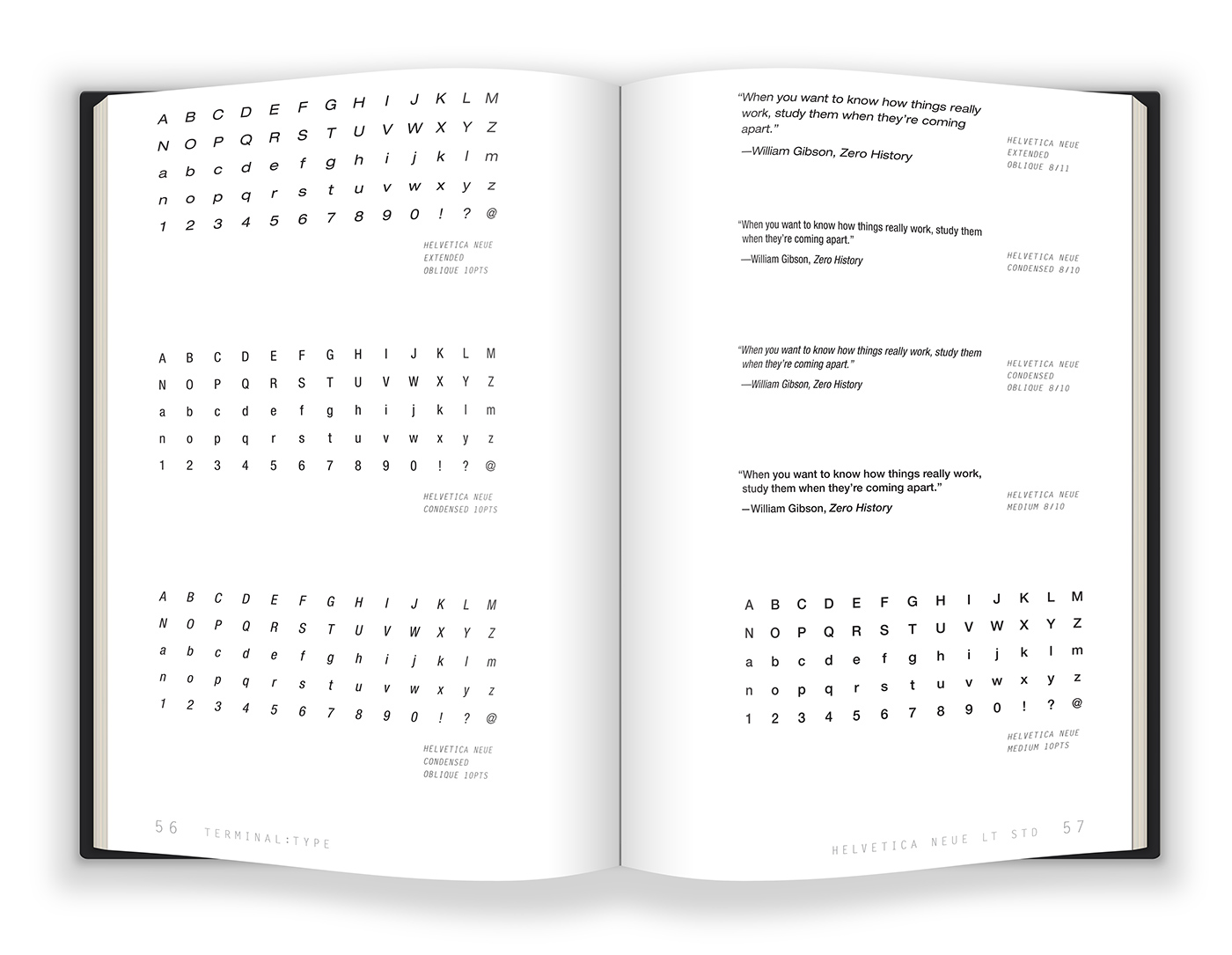 Cyberpunk william gibson typography   book design Type Specimen Layout