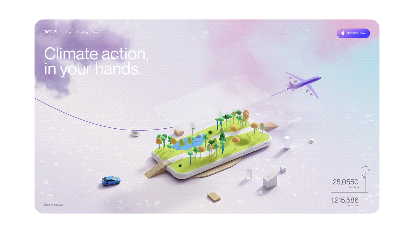 3D branding  cinema4d climate environment graphic design  ILLUSTRATION  Nature Web Design 