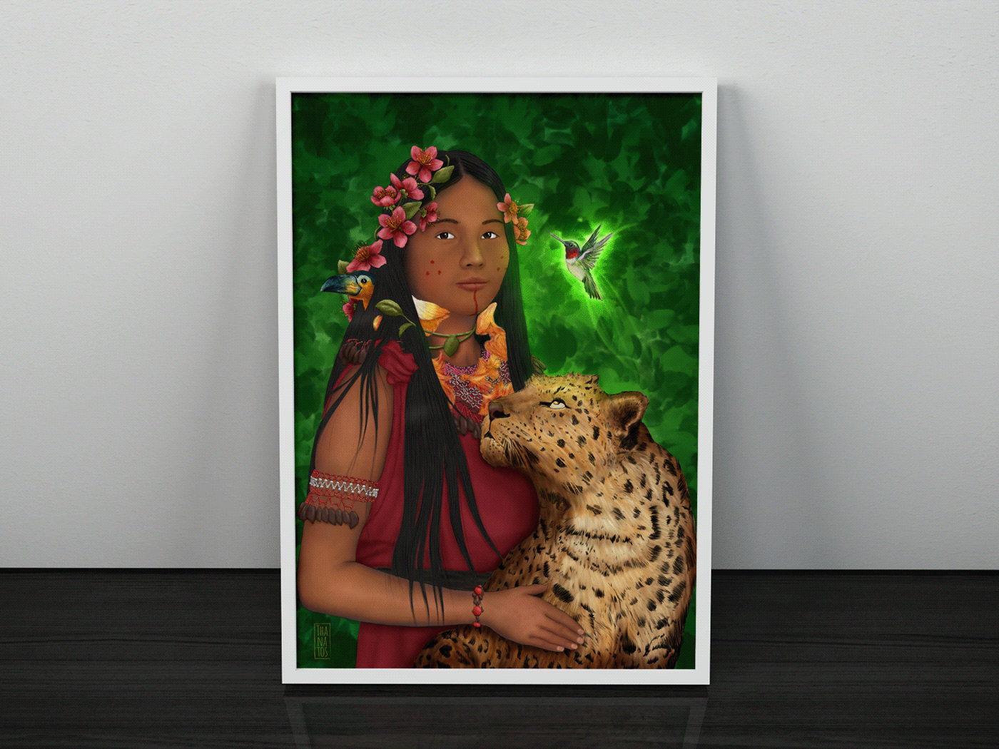 peruvian Awajun Leopards hummingbird Digital Art  digital illustration Drawing  artwork Native naturemagic