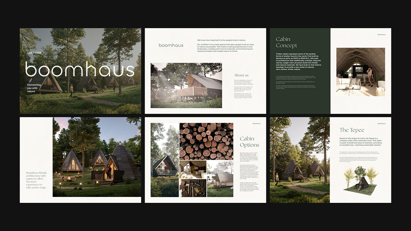 real estate editorial horizontal tree house green Nature calm brochure forest print design 