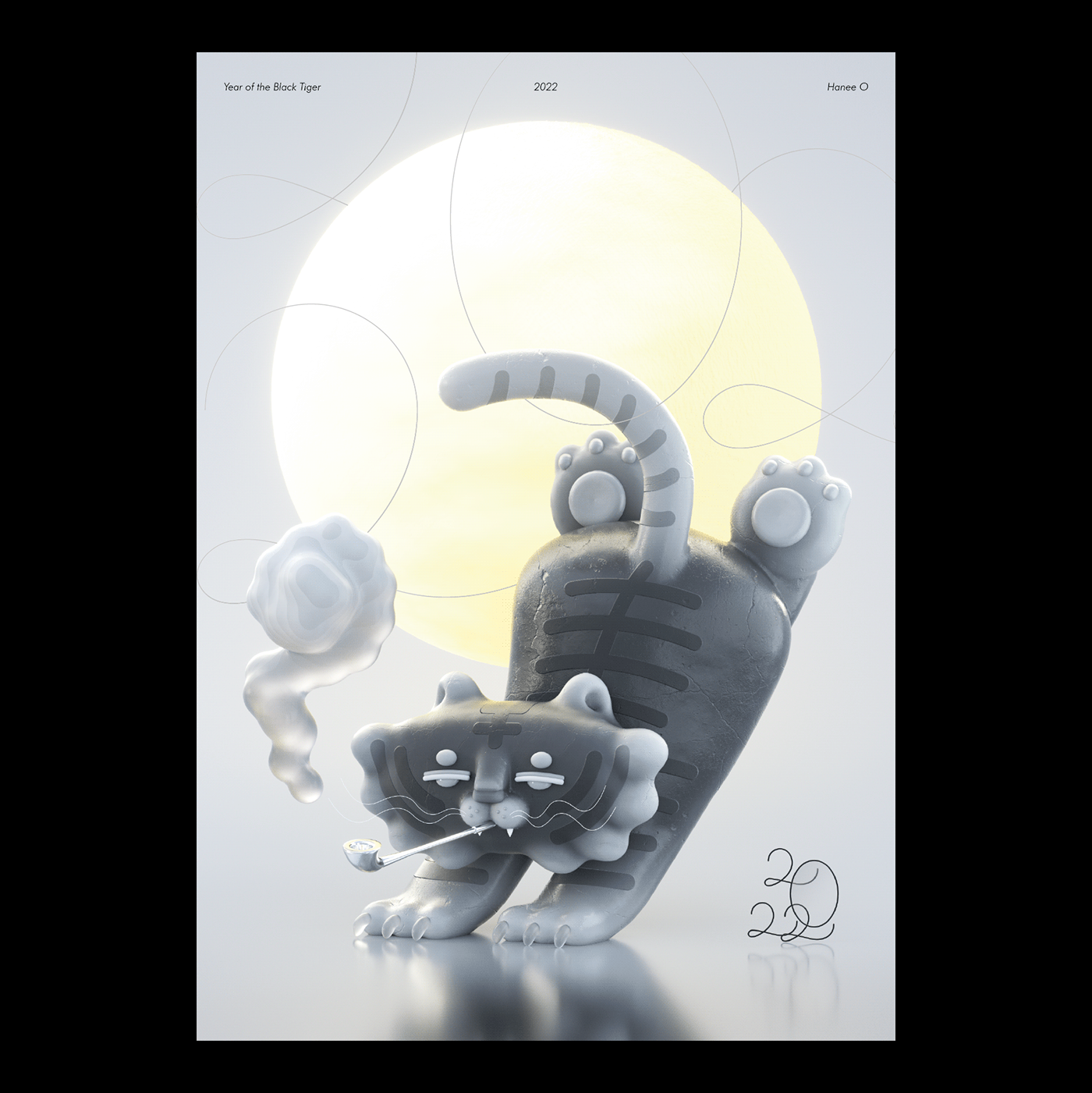 3d art 3D Character 3D illustration black and white Character design  cinema 4d octane Poster Design tiger tiger character