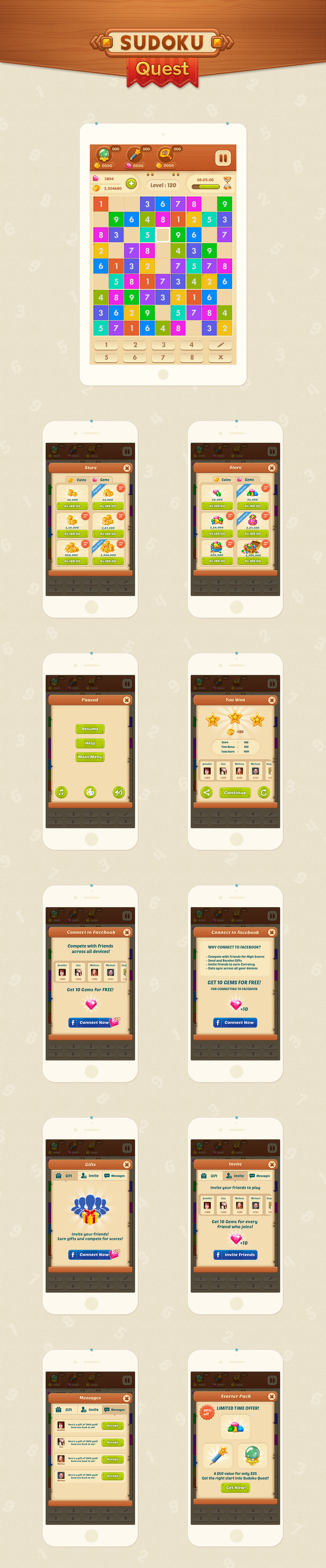 game game artist ios iphone iPad android design Interface praveen Icon app creative ui design sudoku quest sudoku