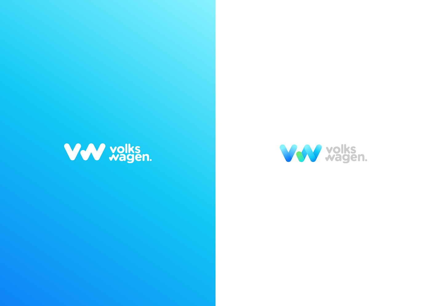 VW car brand logo colorful design rebranding