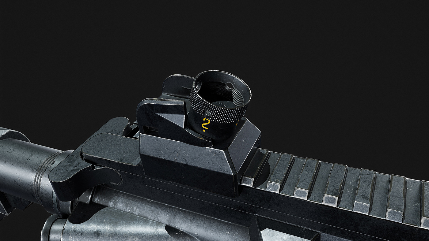 rifle game Gun Weapon HK416 GameAsset gameready lowpoly PBR