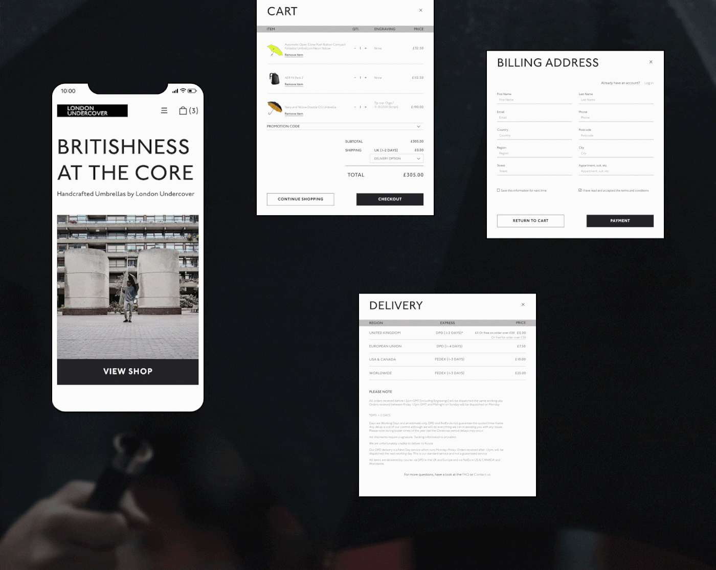 e-commerce Fashion  Interface London luxury online store UI Umbrella ux Website