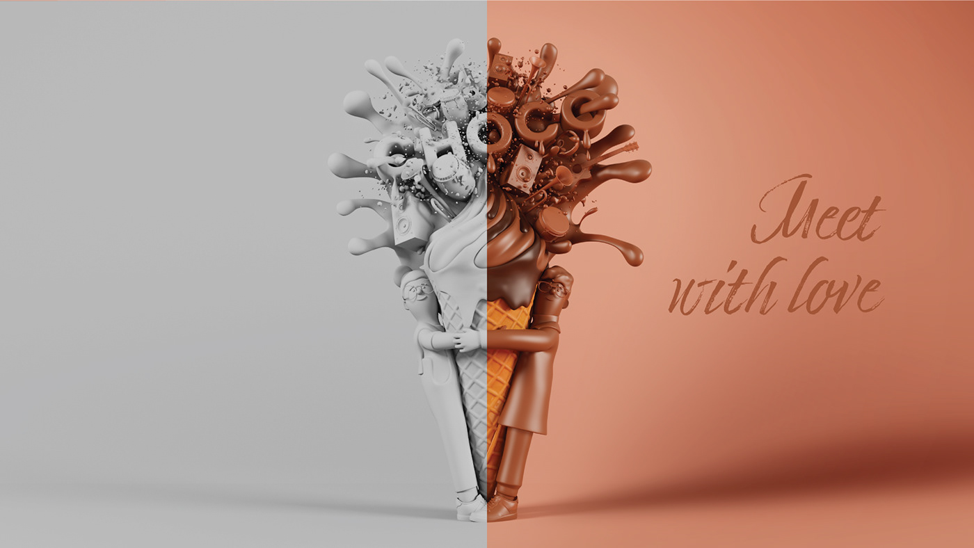 3D ads Advertising  art direction  campaign CGI chocolate concept ice cream visual