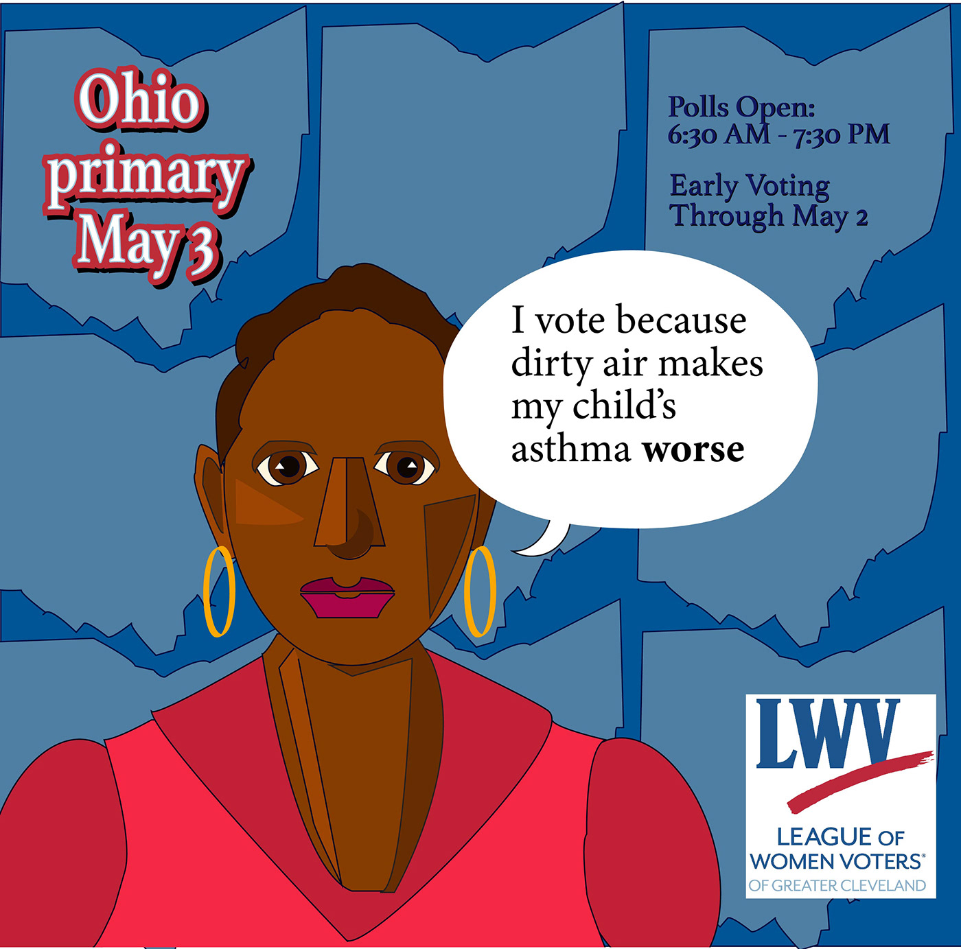 A woman is seen urging people to vote in the Ohio primary
