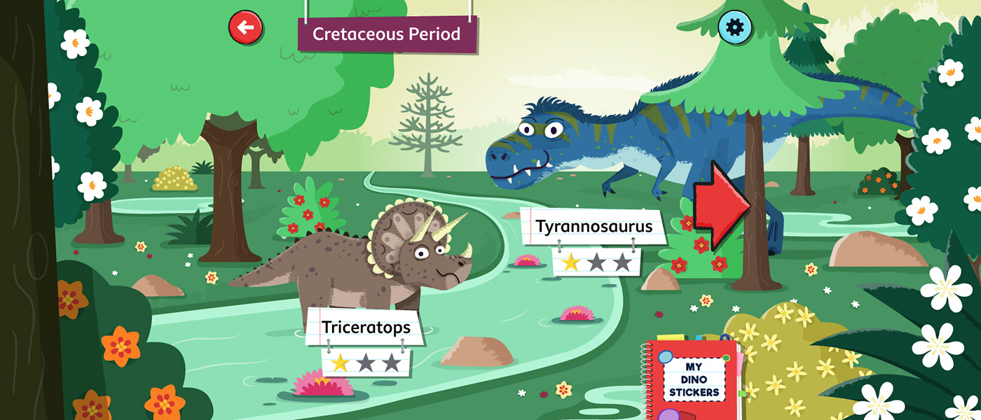 A close up of the scene above, showing a T rex and a Triceratops, from the Cretaceous period.