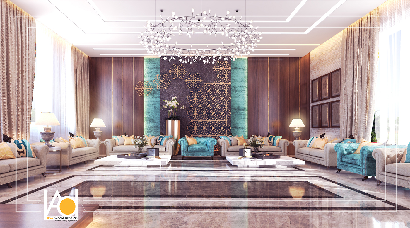 Villa MAJLIS design Interior furniture gold sofa luxury