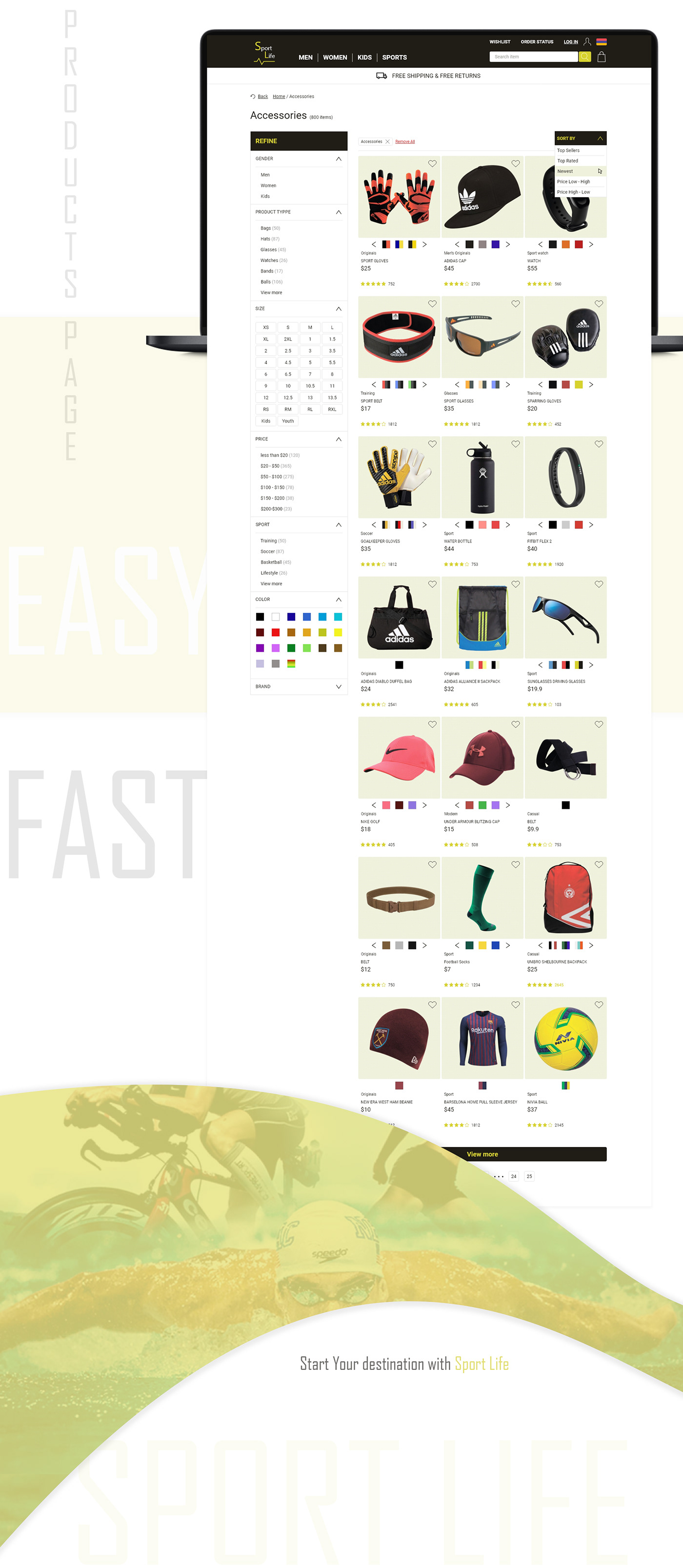 e-commercce UI/UX sport design Website life product user interface user experience football