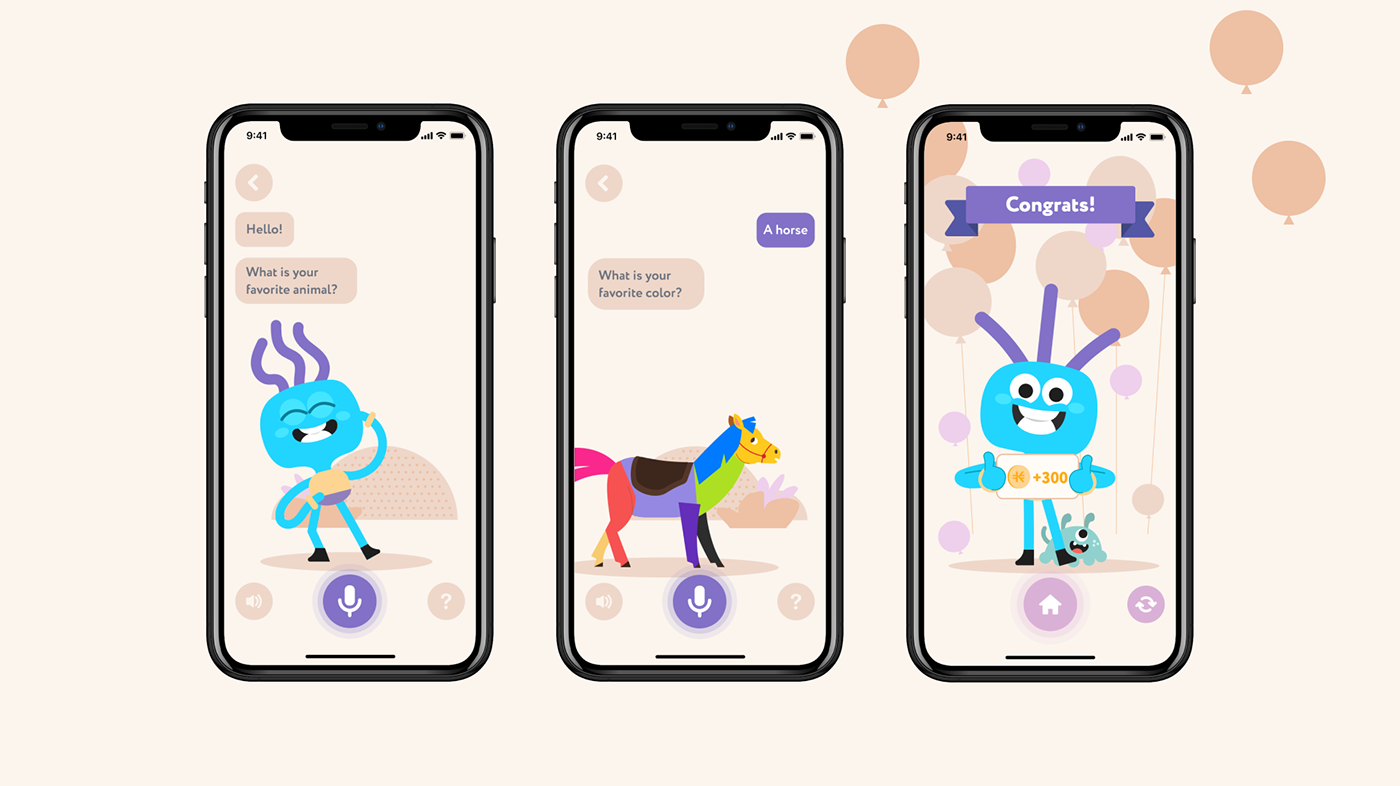 AR voice interface UI ux app kids children mobile ILLUSTRATION  product