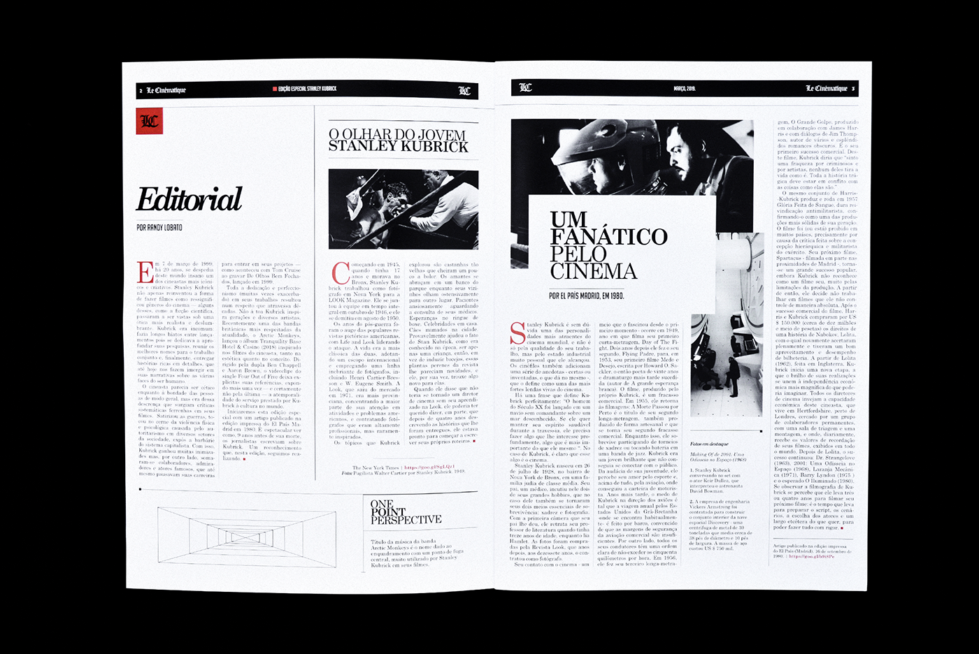 editorial Stanley Kubrick newspaper cinematographic typography   print Layout jornal