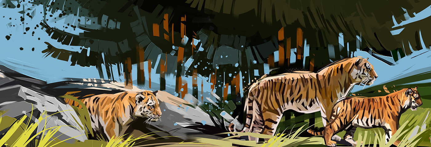 amur tiger center tiger big cats wild Nature Landscape science Russian nature save world