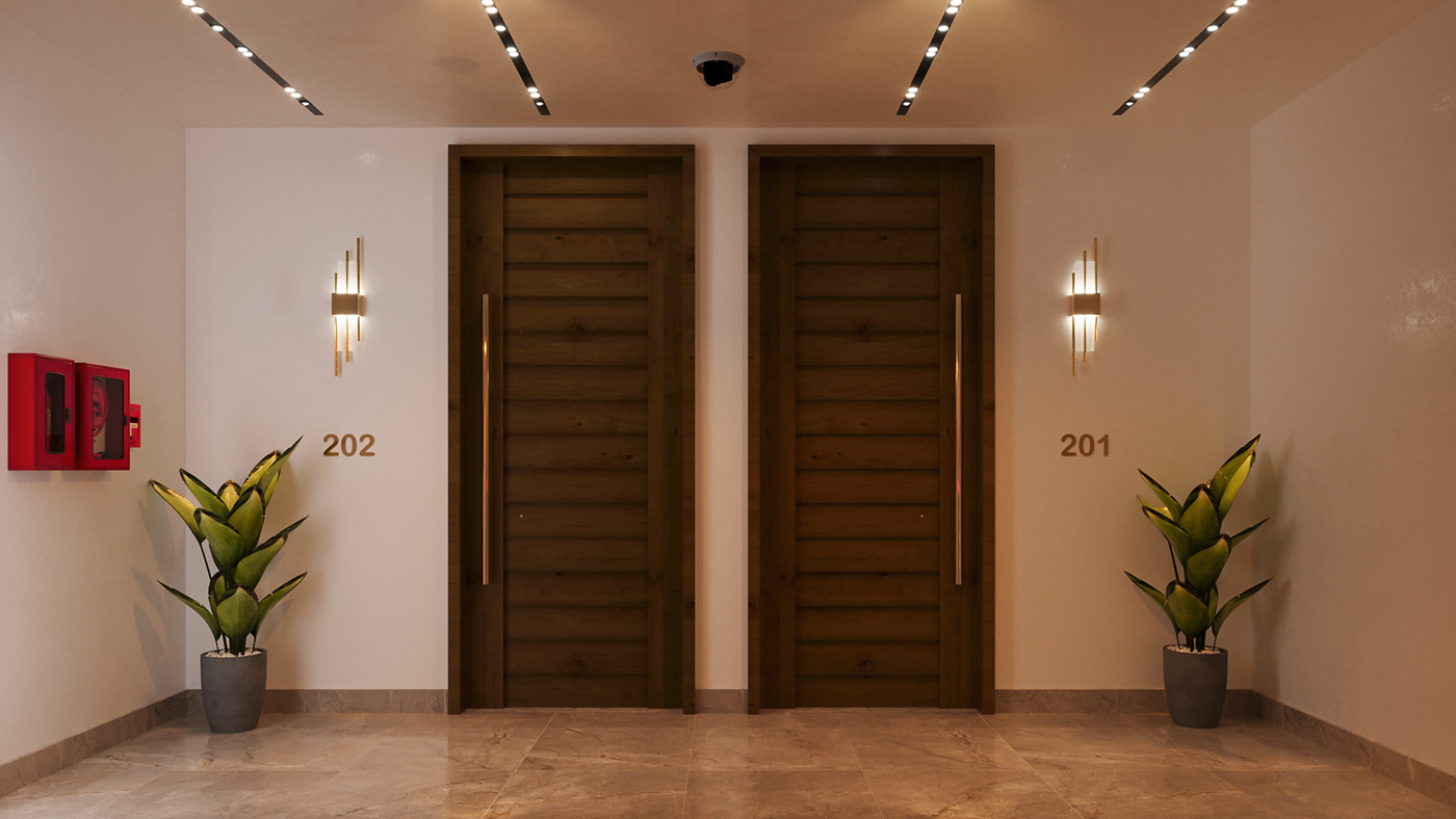 lift Lobby interior design  visualization Render 3D corona modern design