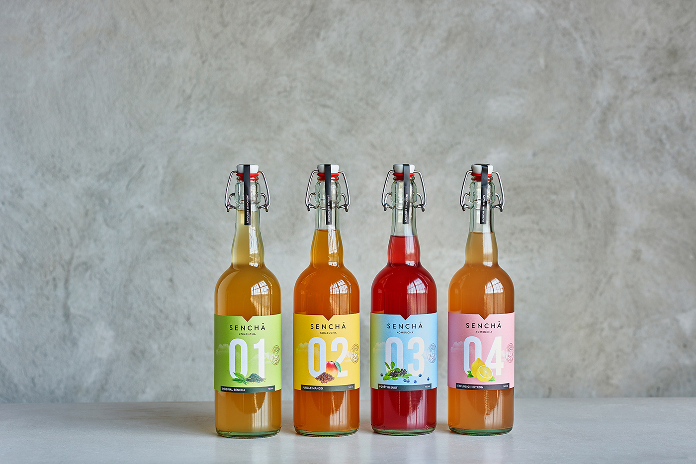 Packaging bottle colorful Collection fruits kombucha drinks artisan art direction  branding 