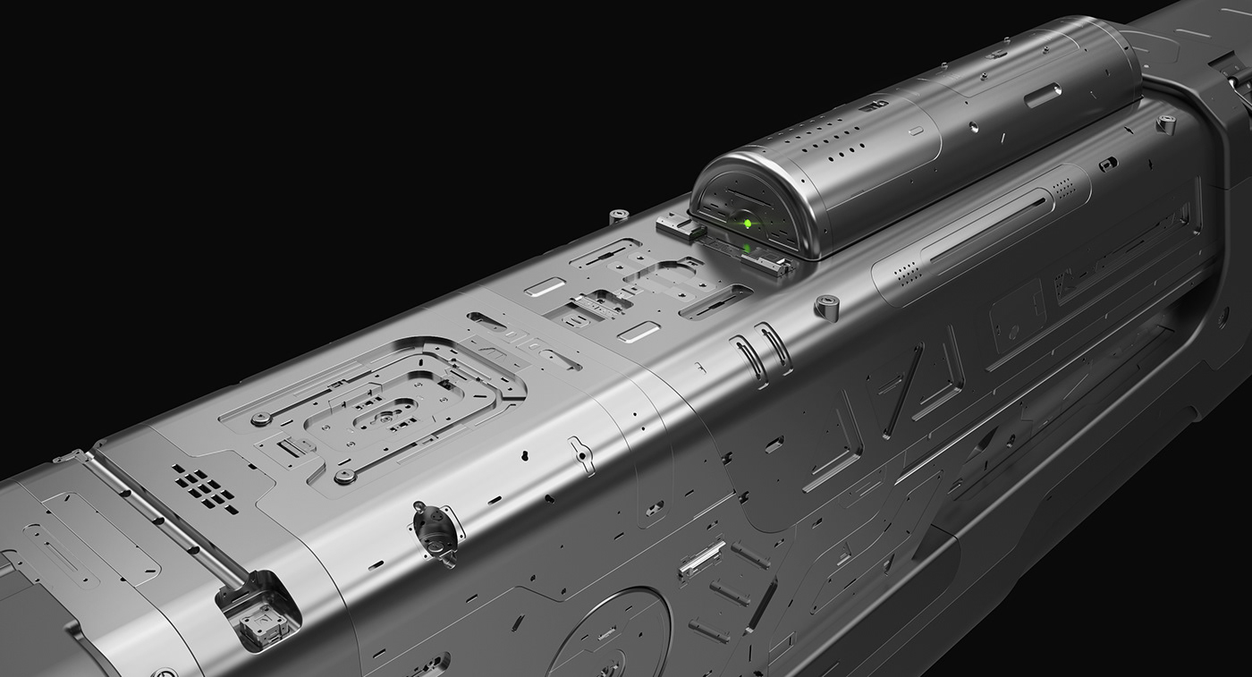 sci-fi Scifi 3D Weapon ceiling turret modeling vray game