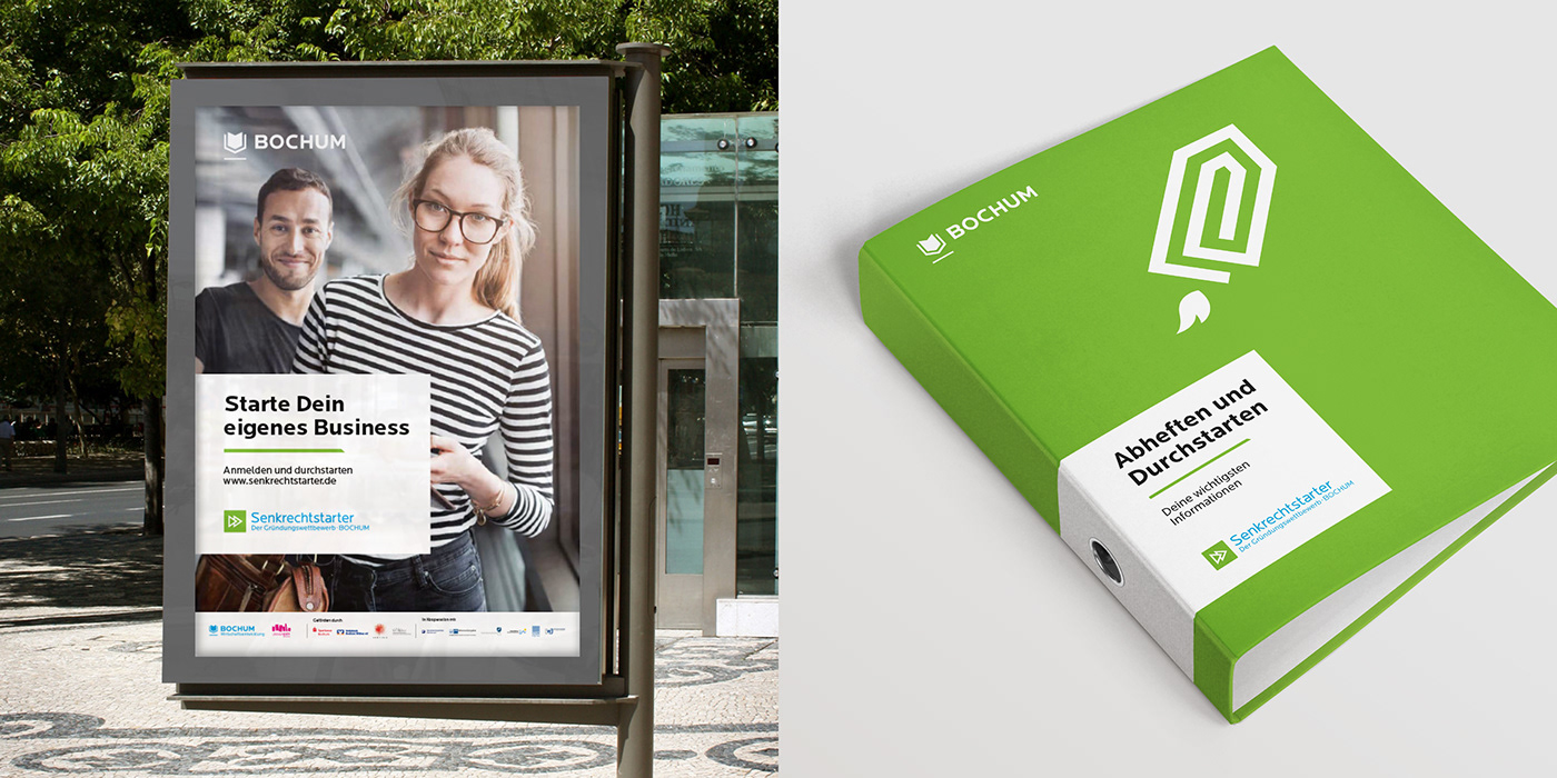 Senkrechtstarter Kampagne und Ordner · BOWE Bochum Wirtschaftsentwicklung · Designstudio Steinert