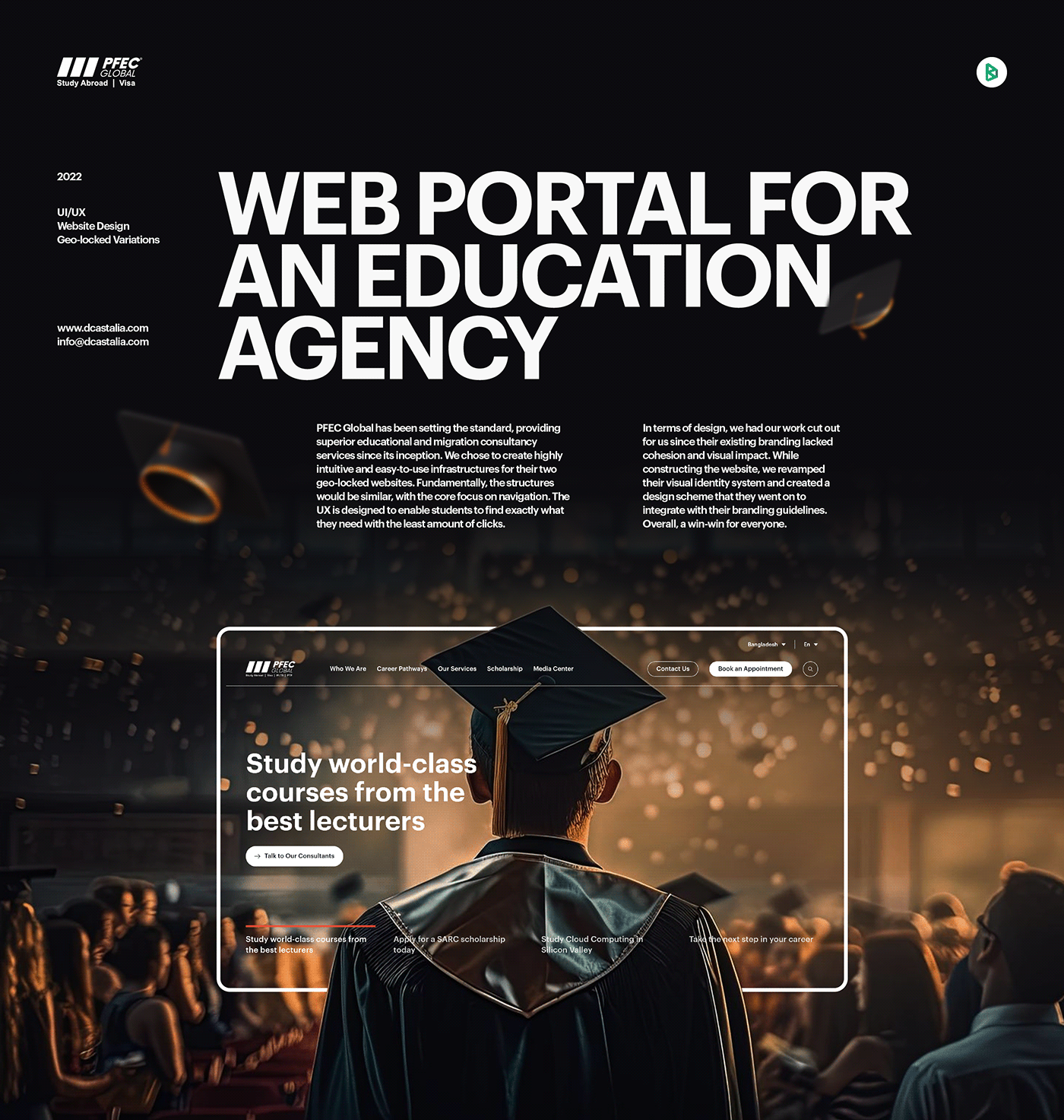 Website UI/UX geolocation information architecture  redesign visual identity corporate bold Global Multiple landing pages