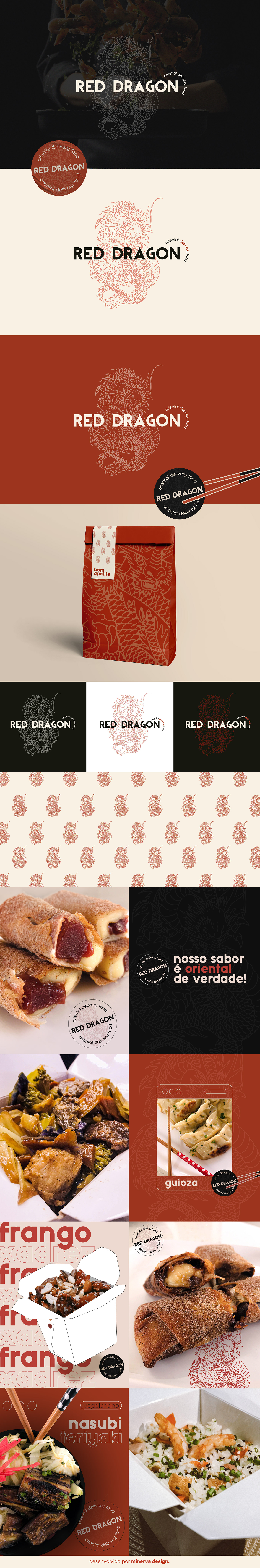 brand branding  comida chinesa design identidade visual logo Logotipo marca red dragon Socialmedia