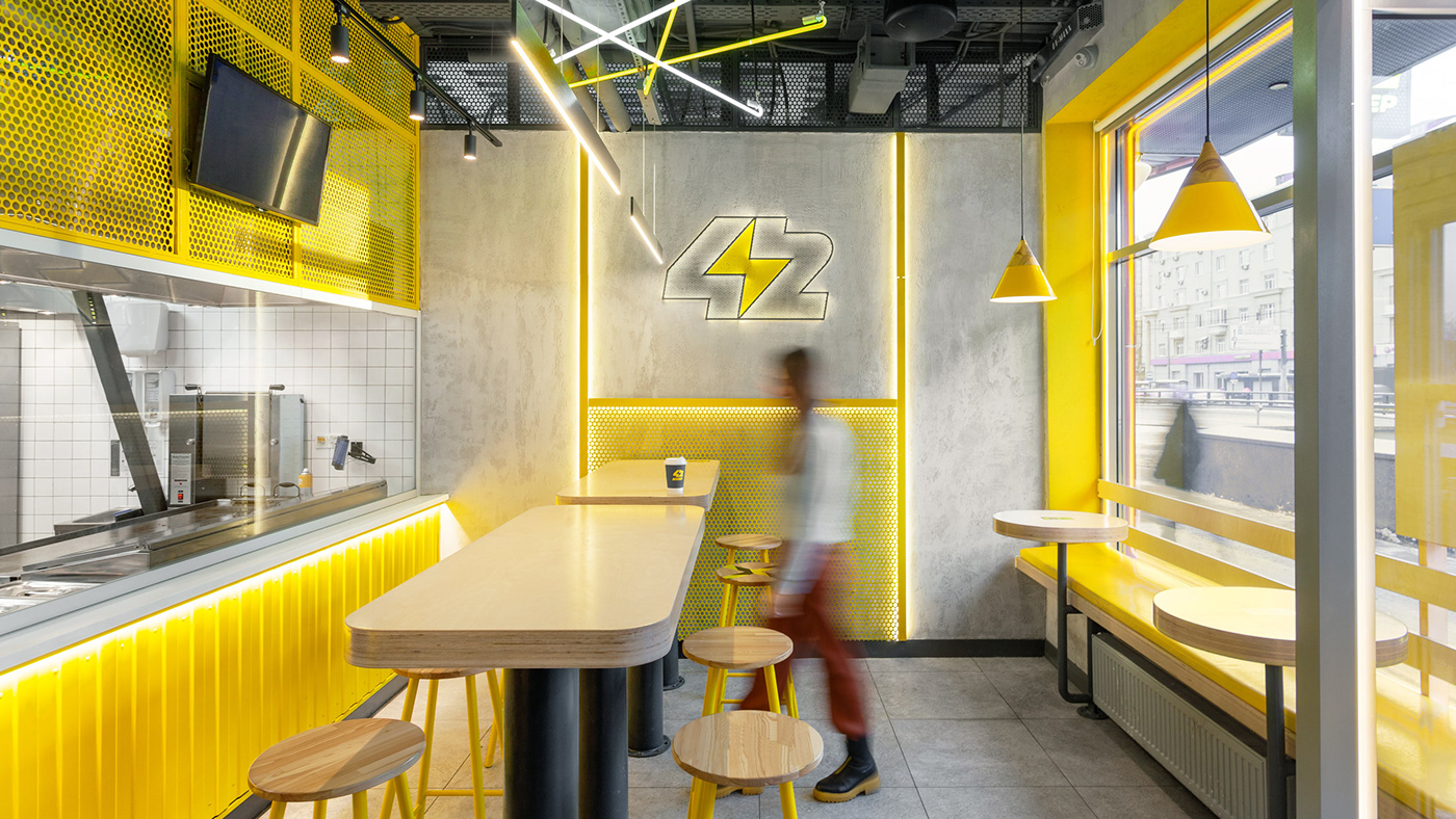 branding cafe doner Food identity kebab lightning Retail shawarma yellow
