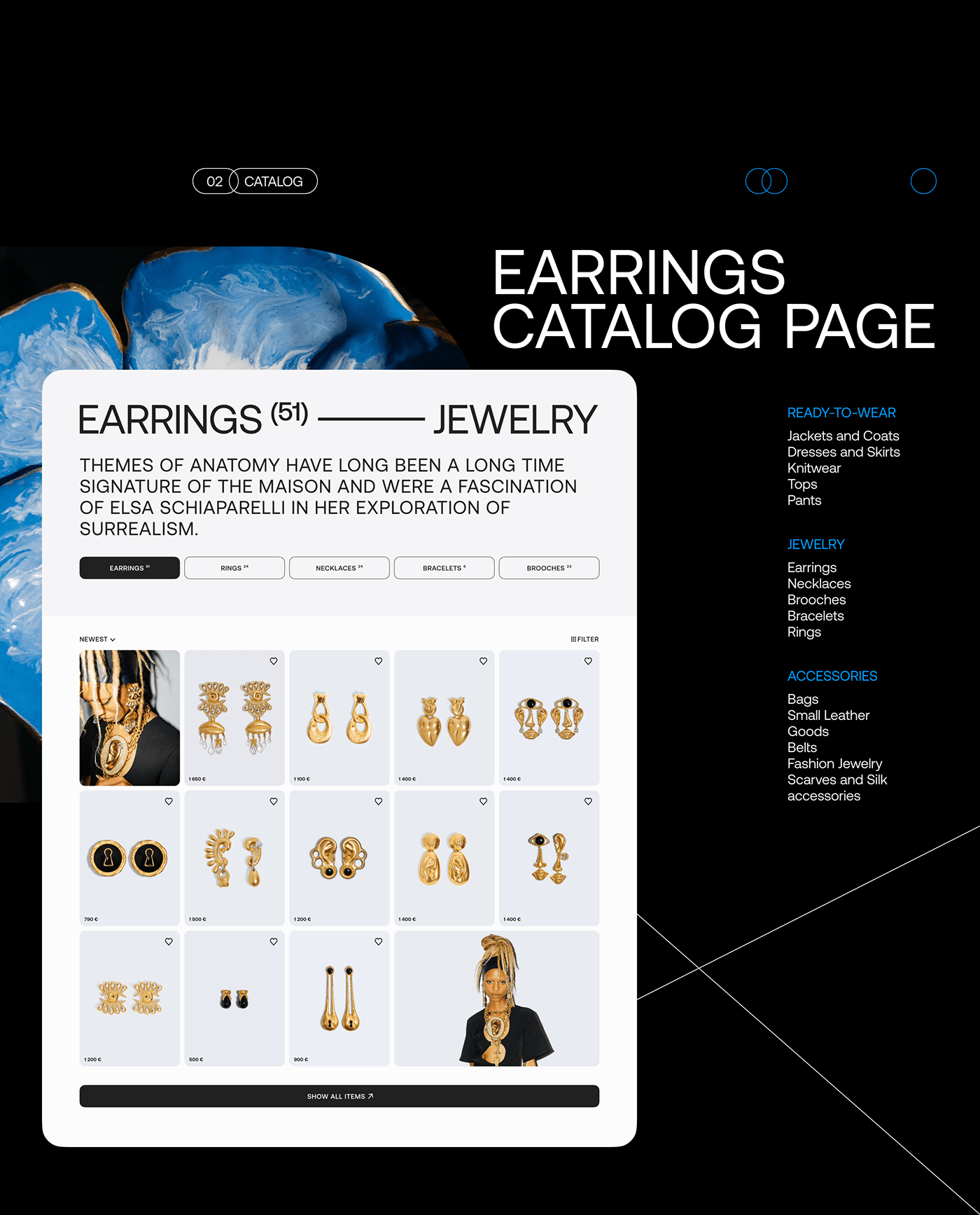 boutique Ecommerce Fashion  Haute couture jewelry redesign ux/ui Web Design  Website store