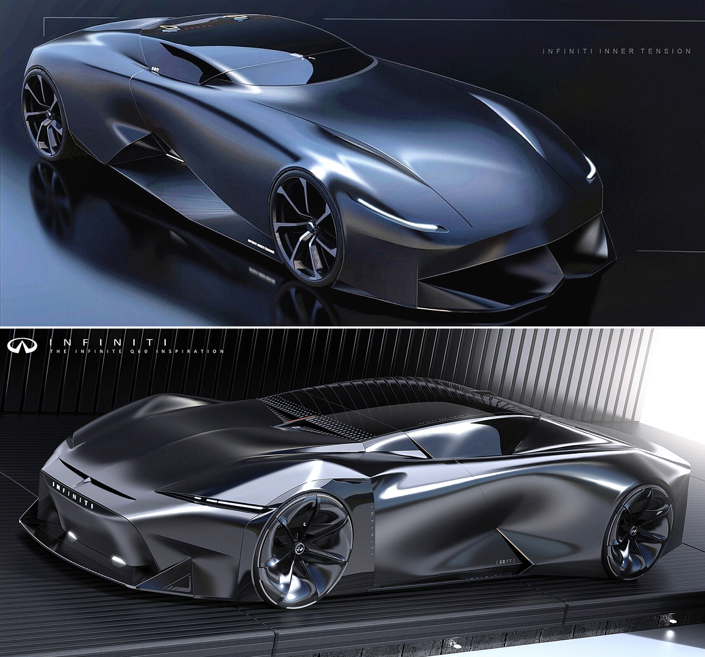 car design car sketch concept car Inifiniti q60 Render sponsored sports car