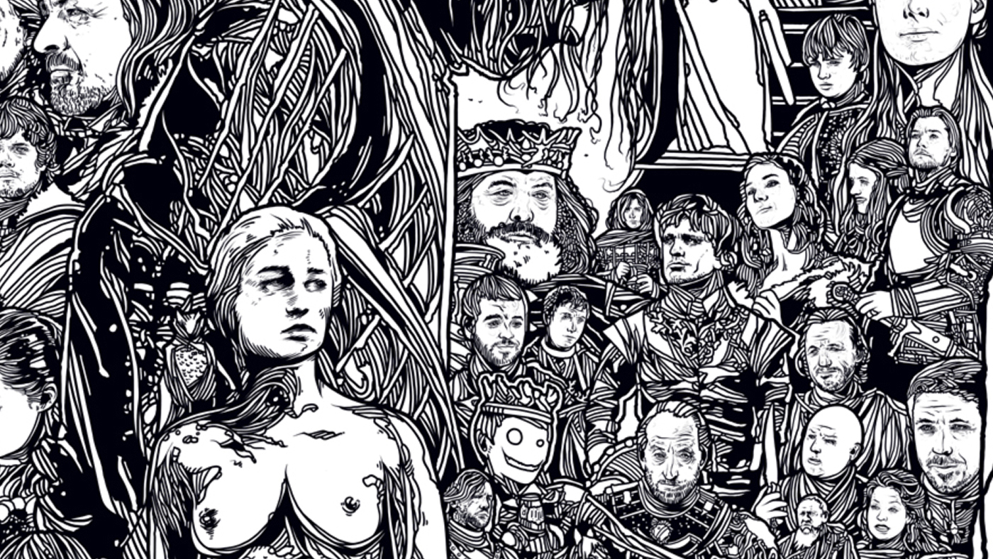 black White ink Game of Thrones portrait girl poster screen print conrado salinas  movie