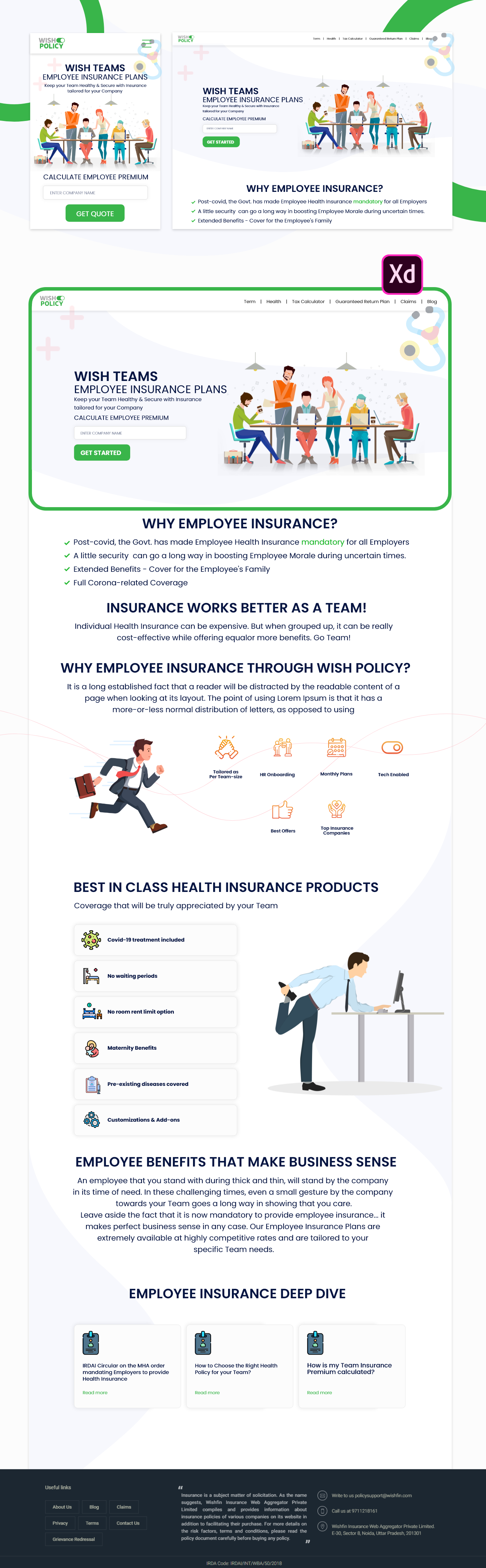 Adobe XD Health Insurance insurance photoshop ui ux Web Design 